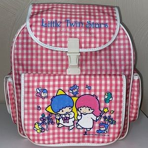 Vintage Sanrio 1984 & New “Little Twin Stars” Gingham Nylon Backpack From Japan